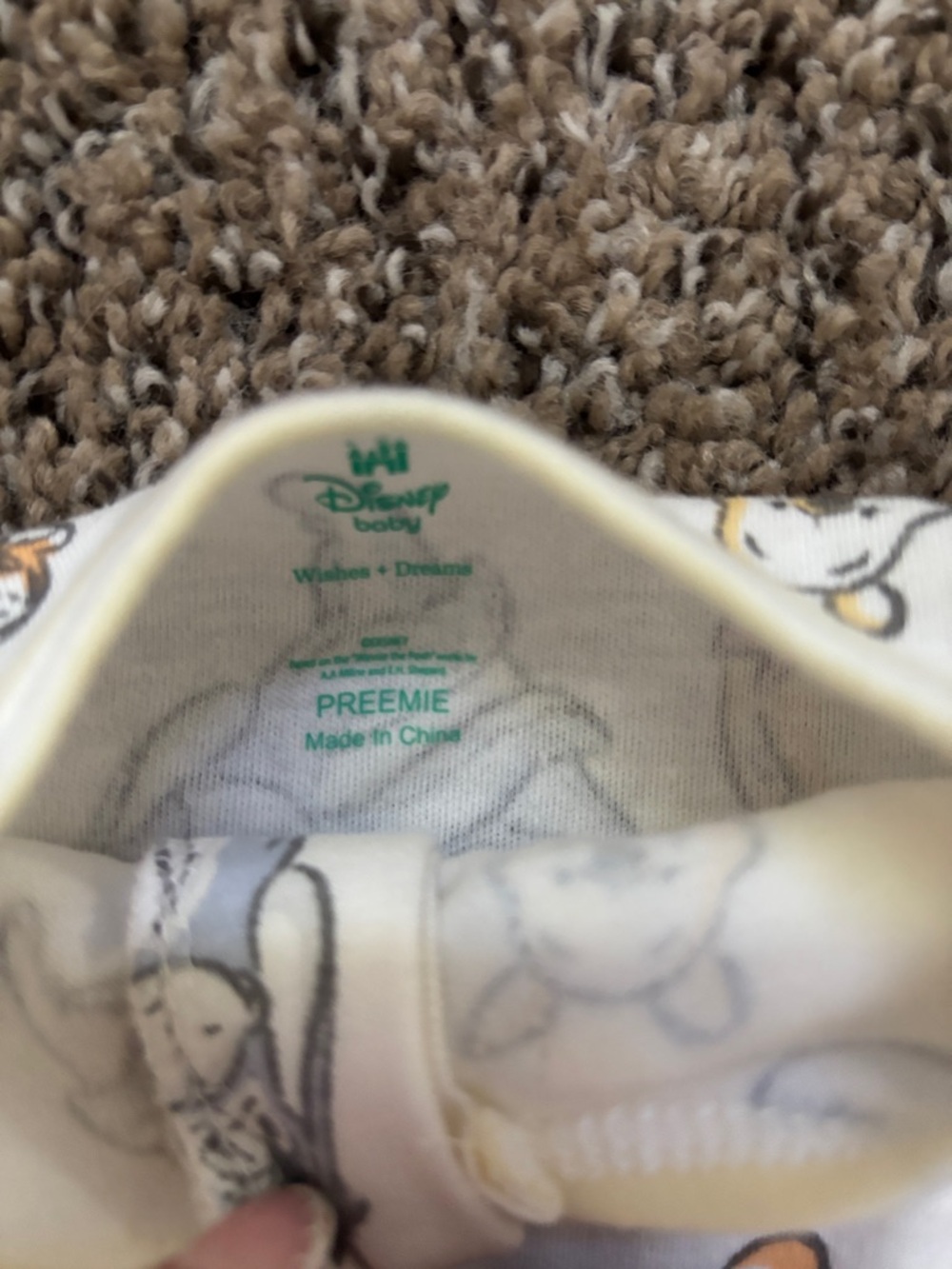 Disney Winnie the Pooh Cream Footed One-Piece with Yellow Trim - Picture 2 of 3